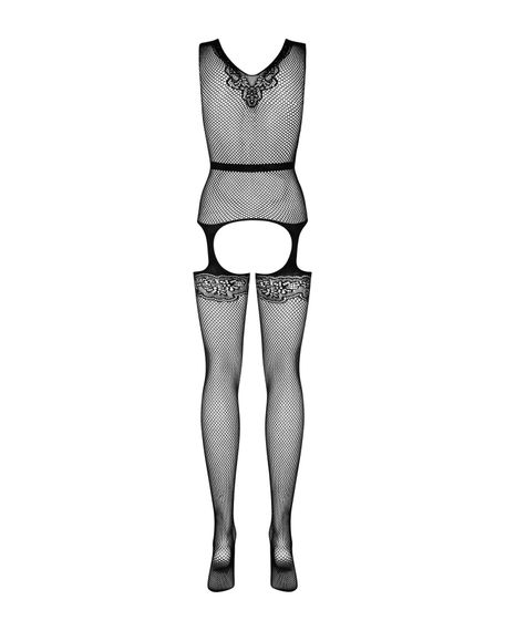 Бодистокинг Obsessive Bodystocking F217 S/M/L, элегантный силуэтный рисунок, имитация чулок | Зображення 5