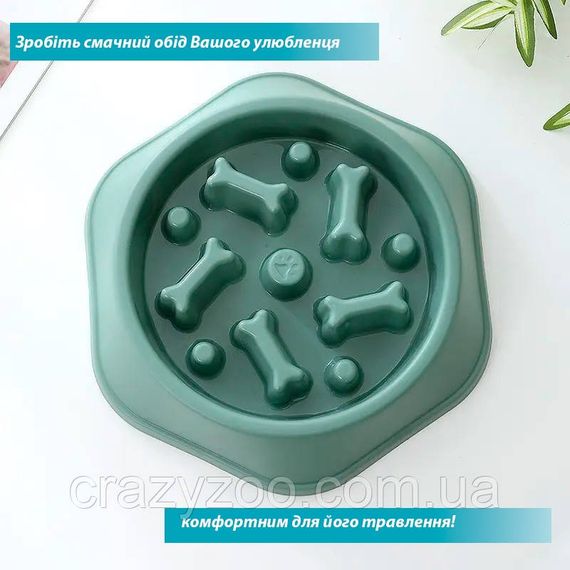 Миска для повільного годування для собак EcoToys пластикова оливкова 23.5х4.5 см 6878 | Зображення 2