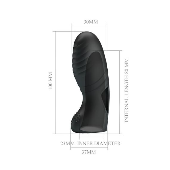 Насадка на палець - Pretty Love Alan Finger Vibrator Black Sex Aura | Зображення 6