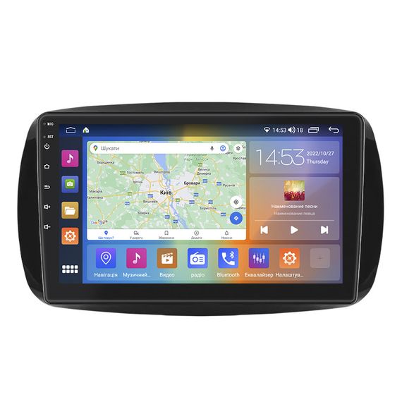 Штатная магнитола Lesko для Smart Fortwo III 2014-н.в. экран 9" 4/64Gb CarPlay 4G Wi-Fi GPS Prime