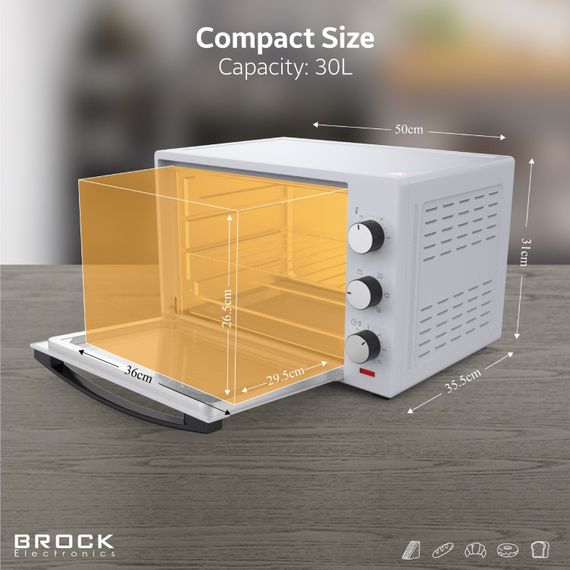 Електрична піч BROCK TO 3001 WH 1600Вт/ 30л /механічне керування/ біла | Зображення 3