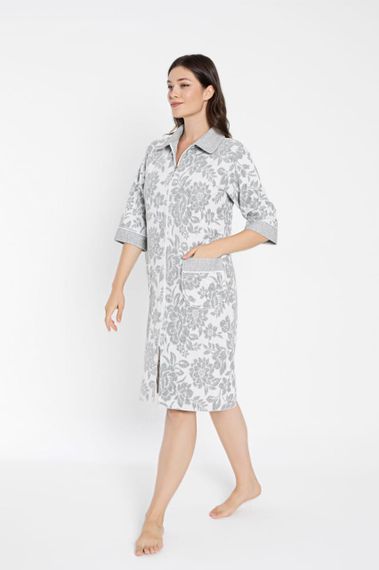 Жіночий халат Nusa 0505 на блискавці, сірий M | Зображення 2