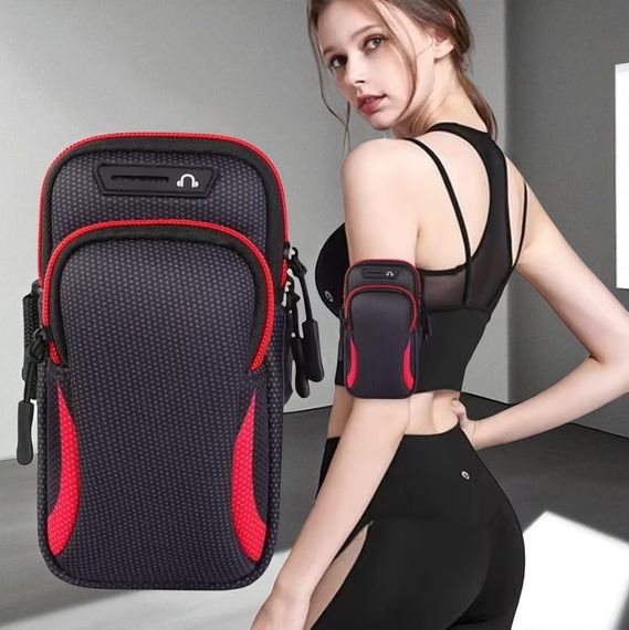 Чехол на руку Primo Sport универсальный спортивный для телефона до 6.5" - Black/Red | Зображення 1
