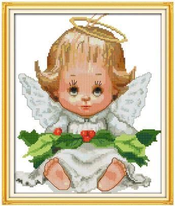 Набір для вишивання за нанесеною на канву схемою "Little Angel". AIDA 14CT printed 29*34 см