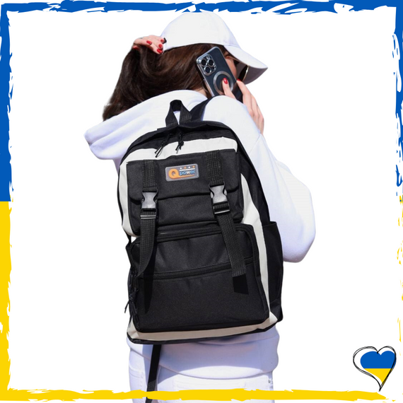 Рюкзак жіночий 4в1 чорний з білим (рюкзак, шопер, пенал, гаманець)