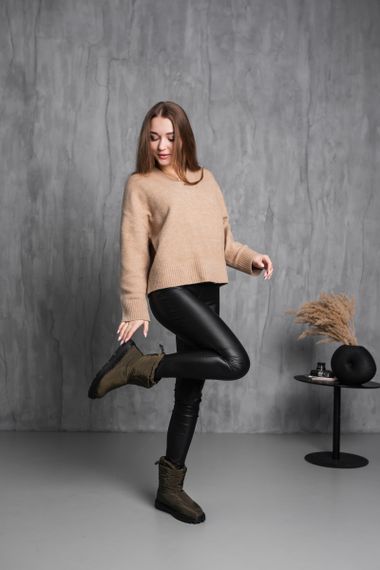 Ботинки дутики женские Fashion Molly 3878 40 размер 255 см Оливковый | Зображення 9