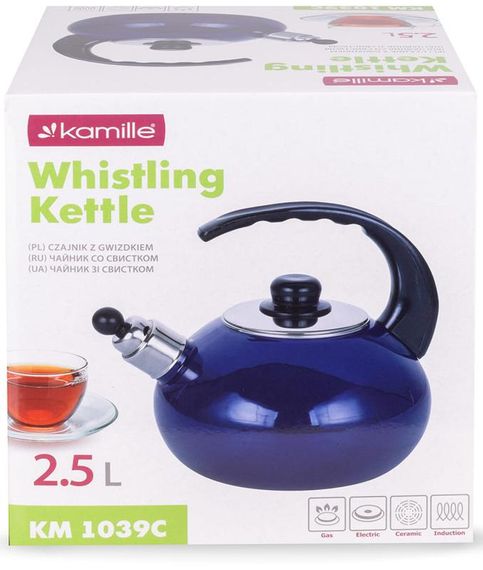 Чайник емальований Kamille "Boiling Water" 2.5л зі свистком, синій глянець | Зображення 7