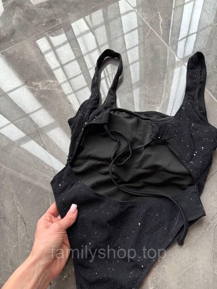 Слитный женский купальник с открытой спиной рубчик с блестками, MBс263 цвет черный, размер S | Зображення 6