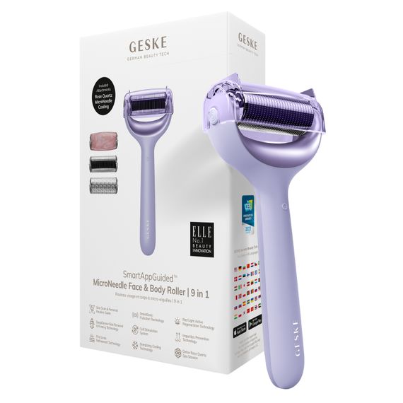 Ролер для голкової мезотерапії обличчя та тіла GESKE MicroNeedle Face&Body Roller 9в1 purple