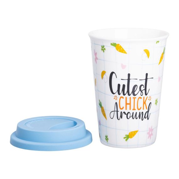 Фарфоровый стакан с силиконовой крышкой и отверстием для трубочки 420 мл RX-N240546CA | Зображення 2