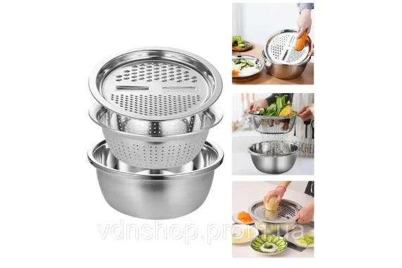 Многофункциональный кухонный набор из нержавеющей стали 3 в 1 Metal Basket Cutter | Зображення 7