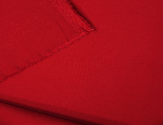 Коттоновая ткань итальянская хлопок с эластаном однотонная красного цвета CH 189 | Зображення 1