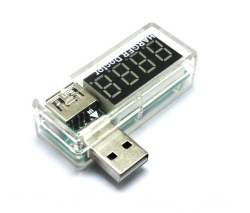 USB тестер Charger Doctor напряжения (3-7.5V) и тока (0-2.5A) White,загнутый