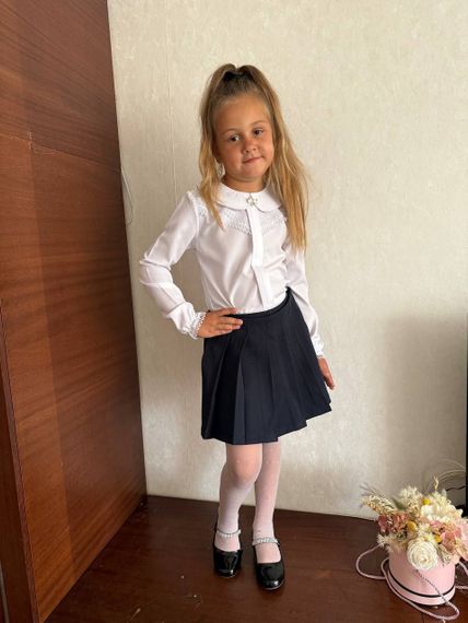 Дитяча шкільна спідниця-шорти на дівчинку в складку колір чорний розмір 128, SBR560 | Зображення 4