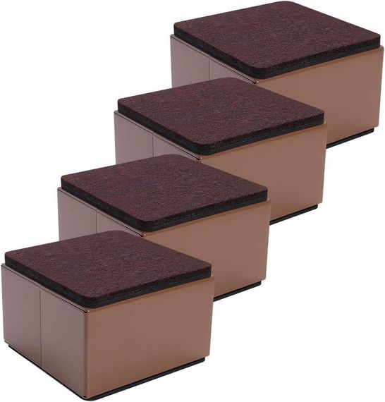 Подставки для подъема мебели 5 см, набор 4 шт стальные квадратные коричневые до 500кг для кровати дивана шкафа