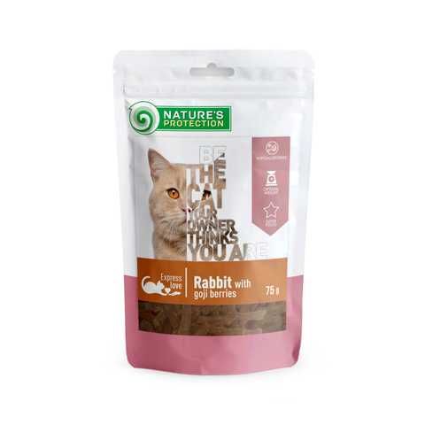 Ласощі для котів, снеки з кролика з ягодами годжі, Nature's Protection snack for cats with rabbit and goji berries, 75г