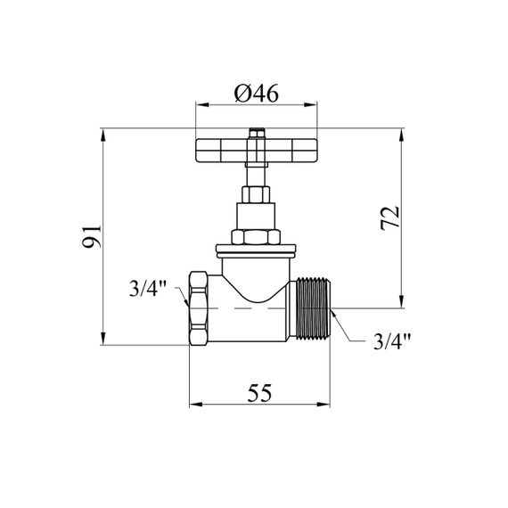 Вентиль запорный LexLine 3/4" ВЗ PN10 латунный УК1113-В | Зображення 1