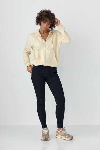 Жіноче худі на блискавці - кремовий цвет, M (є розміри) | Зображення 2