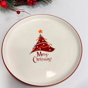 Тарілка десертна Olens Різдвяна ялинка 102-1812 21 см червона