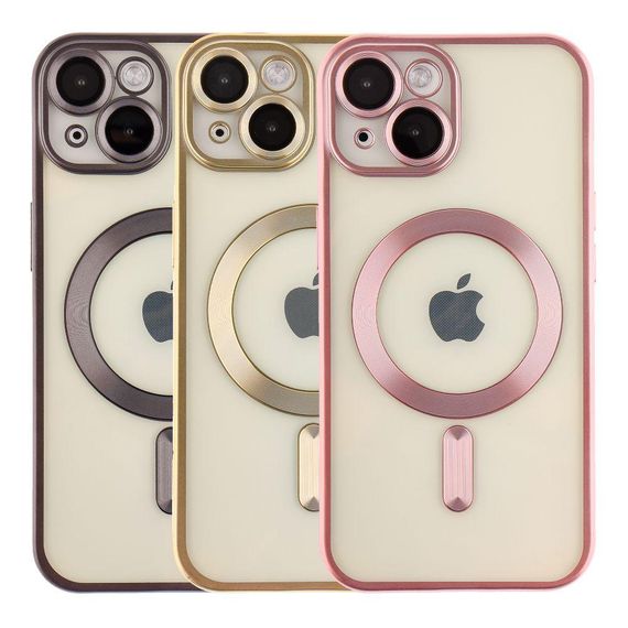 Чехол TPU Metallic Chrome з повним захистом камери with Magsafe для Iphone 15 Цвет Chrome Gold | Зображення 1