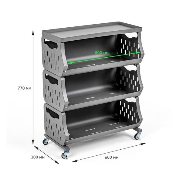 Стелаж універсальний для зберігання триярусний 60х30х77см SW-00002259 | Зображення 2