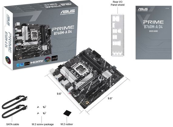 Материнcька плата ASUS  PRIME B760M-A D4-CSM s1700 B760 4xDDR4 M.2 HDMI DP mATX CSM (90MB1D00-M1EAYC) | Зображення 1