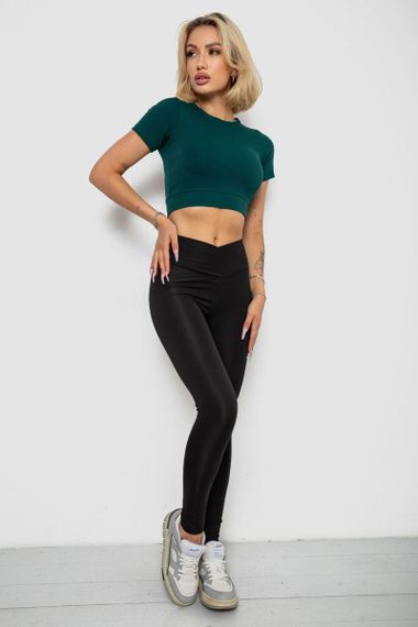 Футболка - топ женская в рубчик, цвет зеленый, 238R58210 | Зображення 1