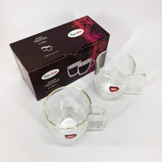 Чашки скляні з подвійним дном, Дві чашки з подвійним дном Скляні чайні подвійними стінками UL-40 | Зображення 3