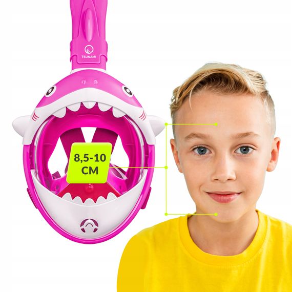 Маска для снорклінгу TSUNAMI Shark повнолицьова, дитяча Pink (P-5905973405430) | Зображення 8