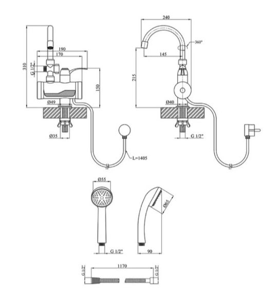 Проточний водонагрівач WEZER SDR-В15ST | Зображення 1