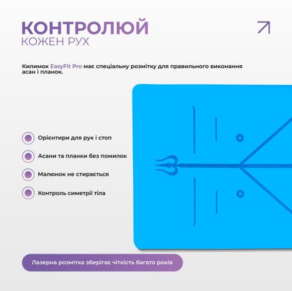 Килимок для йоги професійний EasyFit каучук 5 мм Синій (EF-1925-BL) | Зображення 4