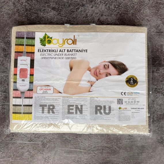 Электропростынь однотонная BOYRALI Байка Турция 120x155 см 55207 бежевая | Зображення 6