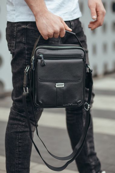 Чоловіча сумка через плече із натуральної шкіри Tiding Bag 1079714 чорна | Зображення 5