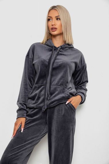 Спортивный костюм женский велюровый, цвет серый, 241R1530-5 | Зображення 1