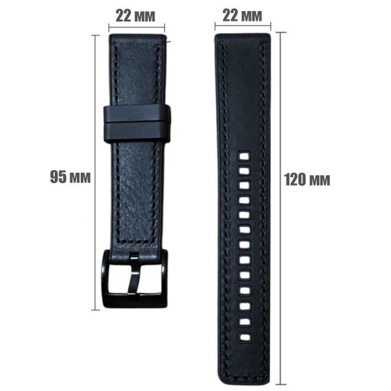 Ремінець Primolux Leather Silicone для годинника Amazfit Active Max / Amazfit Balance 2 - Black | Зображення 5