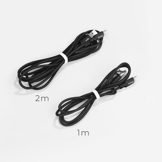 Кабель HOCO X14 USB to Type-C 3A, 1m, nylon, aluminum connectors, Black | Зображення 2