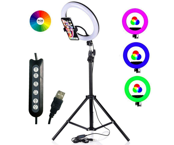 LED лампа со штативом XPRO LIVE LIGHT MJ26, студийная 360° светодиодная, диаметр 26 см RGB обеспечит равномерный, мягкий студийный свет  (956_959) | Зображення 5