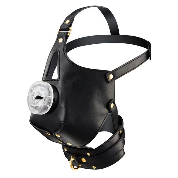 Маска-збруя для орального сексу з повідцем LOCKINK SEVANDA Blowjob Head Muzzle with Leash Sex Aura | Зображення 1