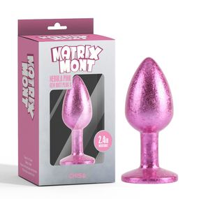 Анальная пробка розовая поталь CHISA MATRIX MONT с розовым камнем, размер S Sex Aura