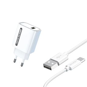 Мережевий зарядний пристрій Aspor A803 18W QC 3.0 + USB кабель Micro-білий