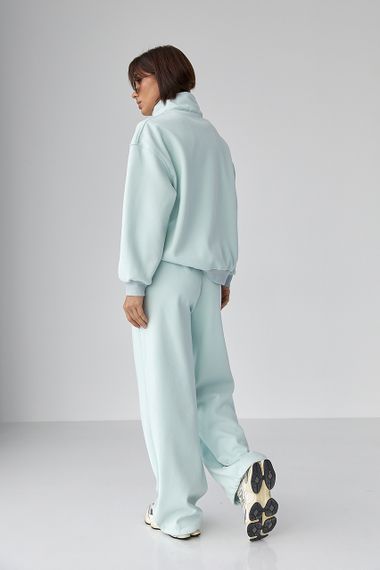 Теплий спортивний костюм з написами - бірюзовий цвет, S/M (є розміри) | Зображення 1