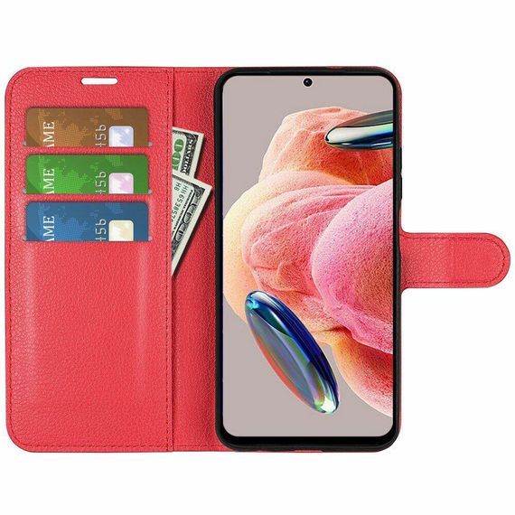 Чохол книжка з кишенями для карт на Xiaomi Redmi Note 12 Pro 5G колір Червоний | Зображення 1