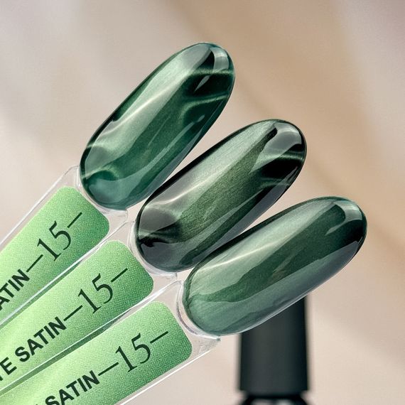 Гель-лак сатиновая кошка Crooz №15 Satin Cat (бархатный зеленый) 8мл | Зображення 3