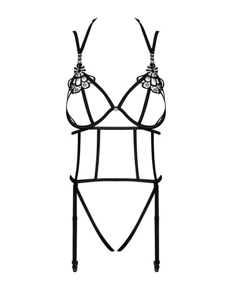 Боді зі стреп із доступом Obsessive Badossa crotchless teddy L/XL, чорний, L/XL | Зображення 4