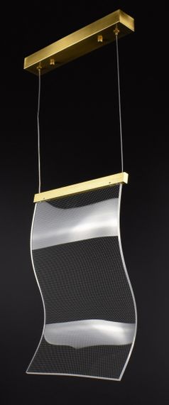 Люстра світлодіодна підвісна LED світильник для квартири на стелю лед 26908 Латунь 45-200х5х30 см. | Зображення 6