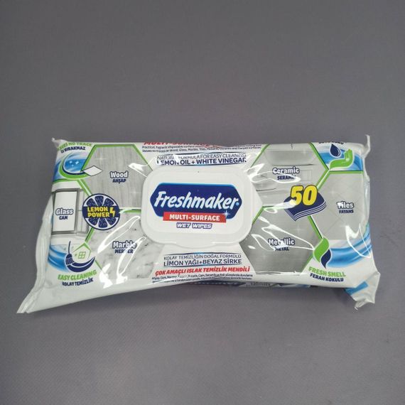 Універсальні серветки для очищення вологих поверхонь Freshmaker, 50 шт. | Зображення 1