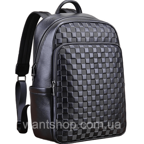 Кожаный мужской рюкзак большой и вместительный Tiding Bag TM-89397 черный