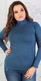 Женский теплый кашемировый гольф-водолазка  Ri284 цвет синий, размер 54/58
