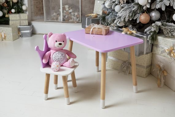 Дитячий  фіолетовий прямокутний стіл  і стільчик корона. Столик фіолетовий дитячий | Зображення 2