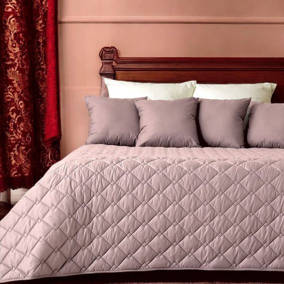 Двустороннее покрывало IDEIA Cube 210х240 см микрофибра с антиаллергенным волокном, пудра/св.серый | Зображення 3